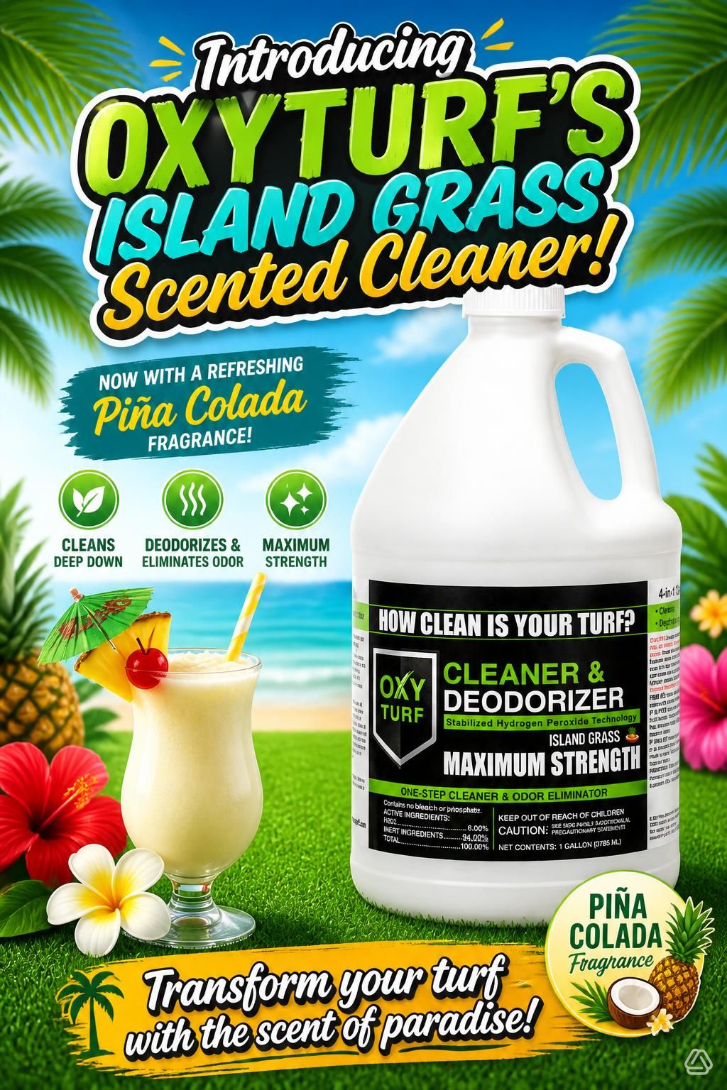 1-Gal Round OxyTurf Turf Cleaner-Deodorizer and Pet Odor Eliminator