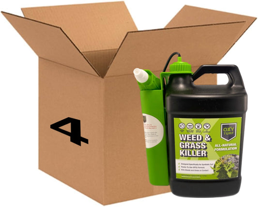 Case of OxyTurf X - All Natural Weed & Grass Killer 1 Gal. w Battery Powered Sprayer (4 Pack)